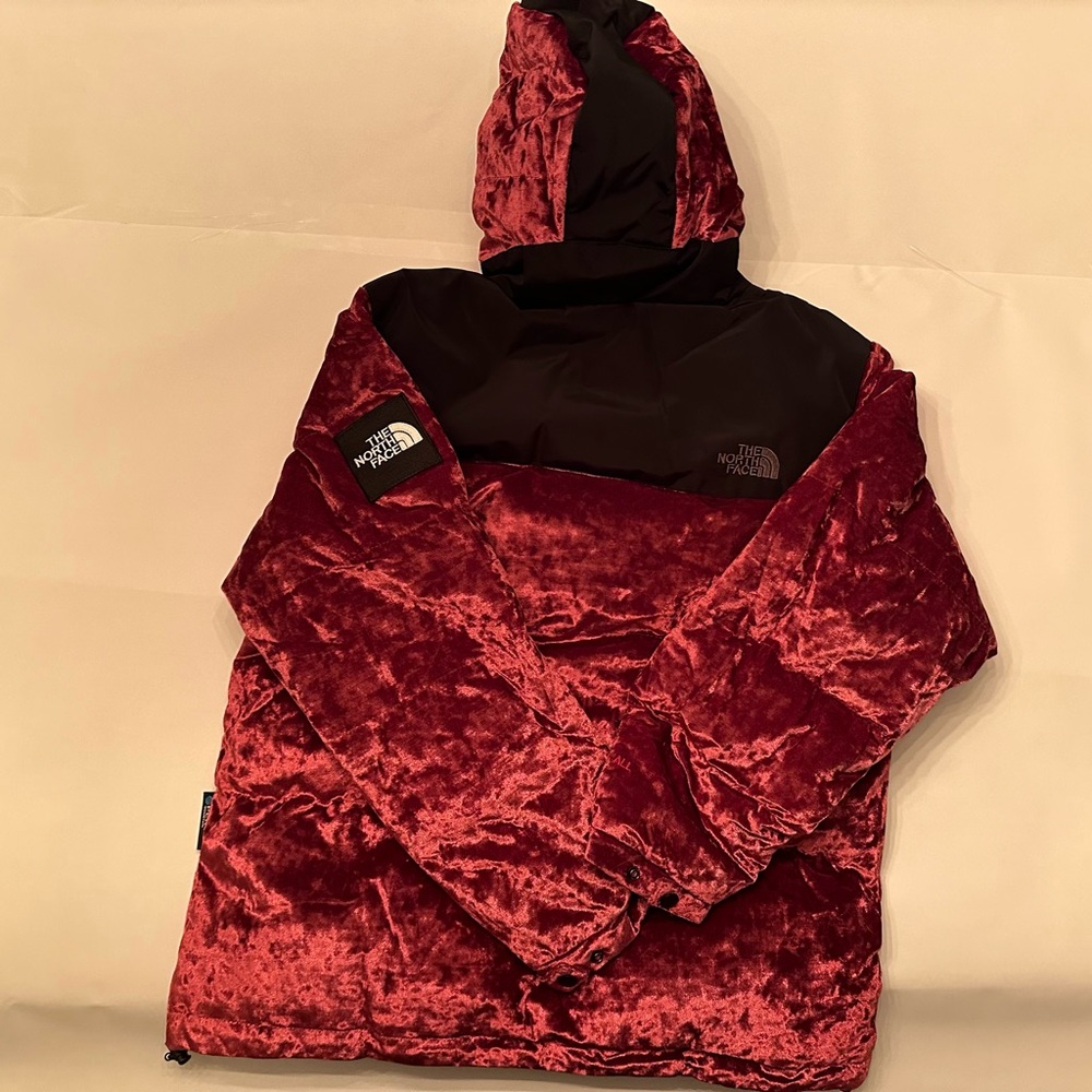 The North Face Nuptse Velvet Series Royal Pink Puffer Coat jacket NEW - Picture 4 of 8